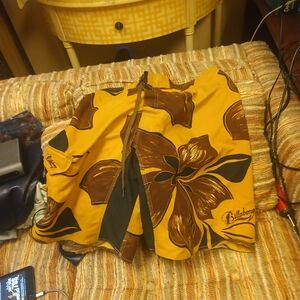 Billabong Yellow and Brown Floral Board Shorts